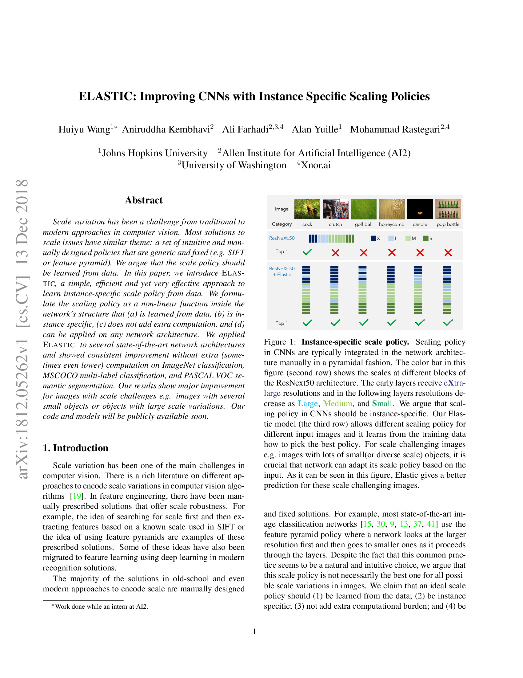 ELASTIC: Improving CNNs with Instance Specific Scaling Policies