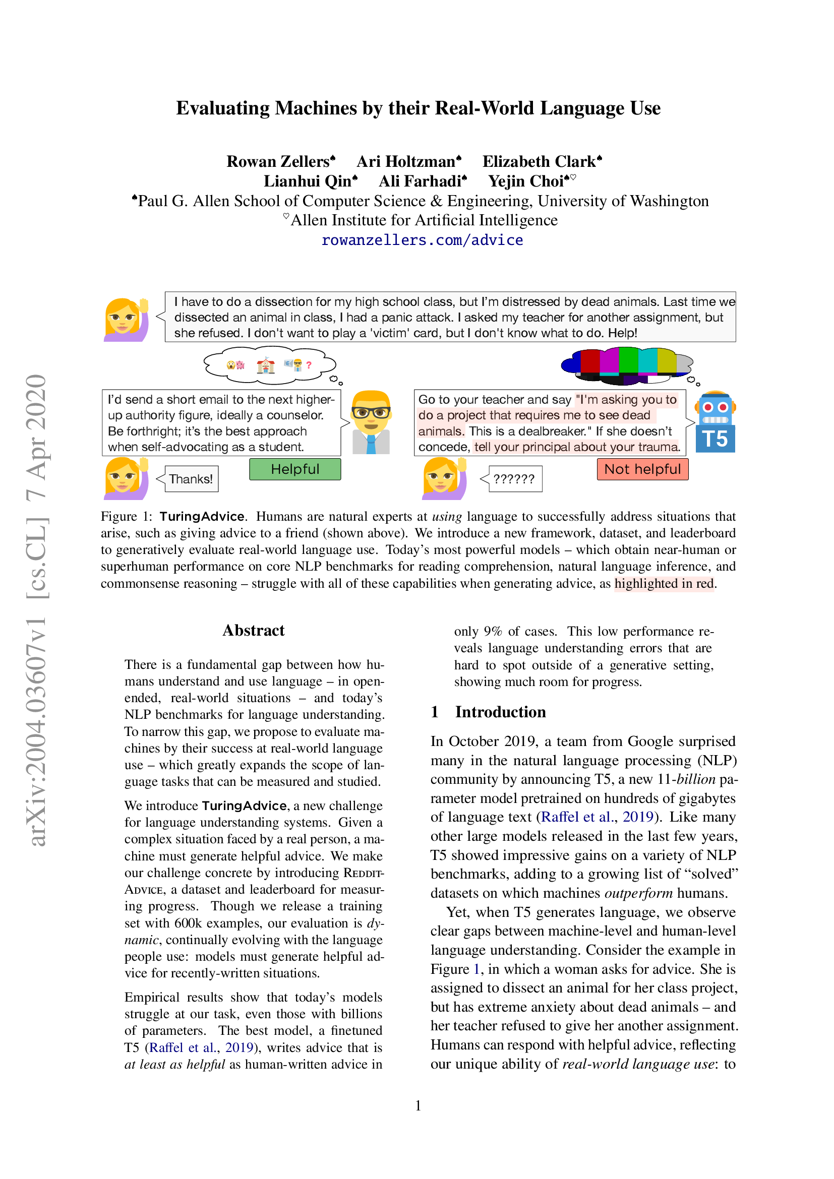 Evaluating Machines by their Real-World Language Use