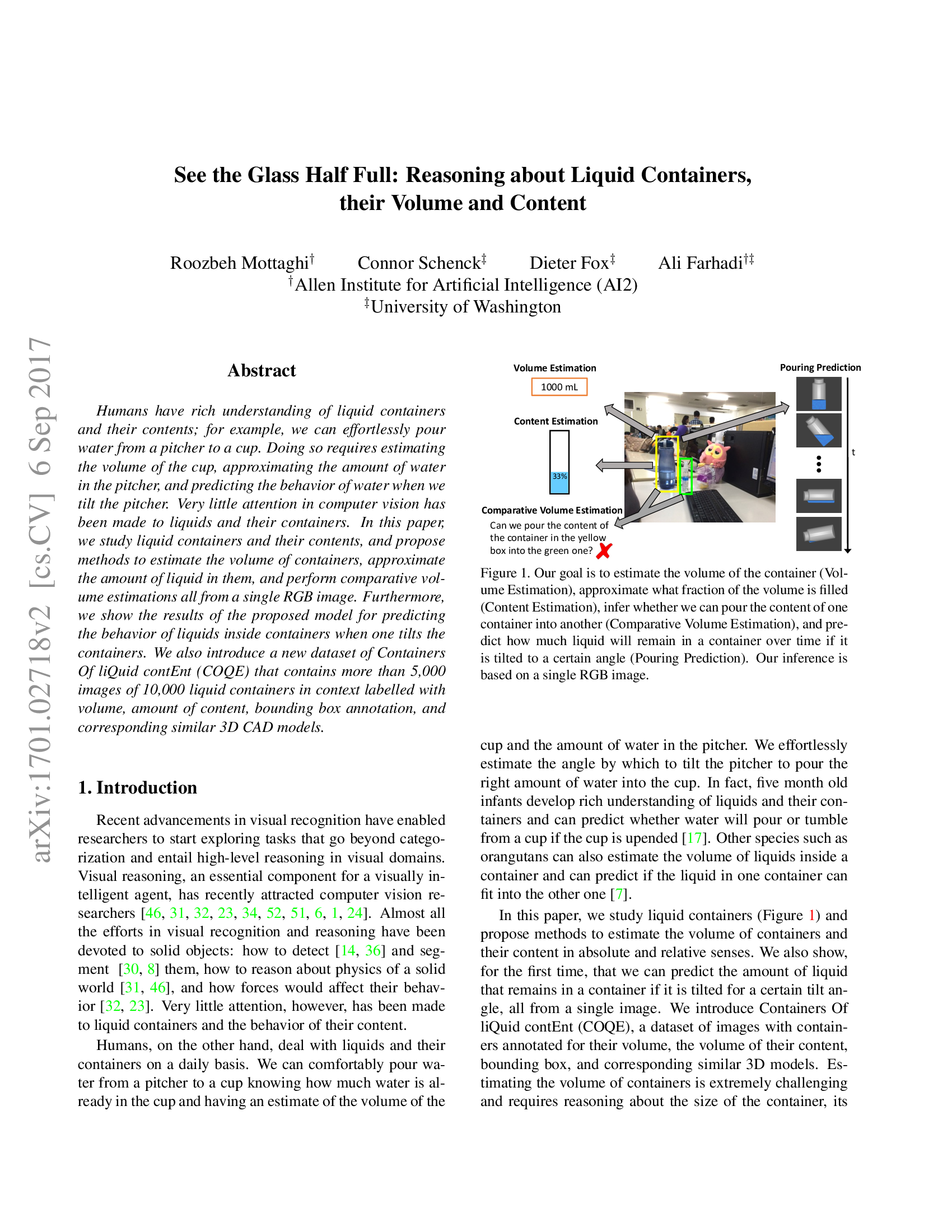 See the Glass Half Full: Reasoning About Liquid Containers, Their Volume and Content
