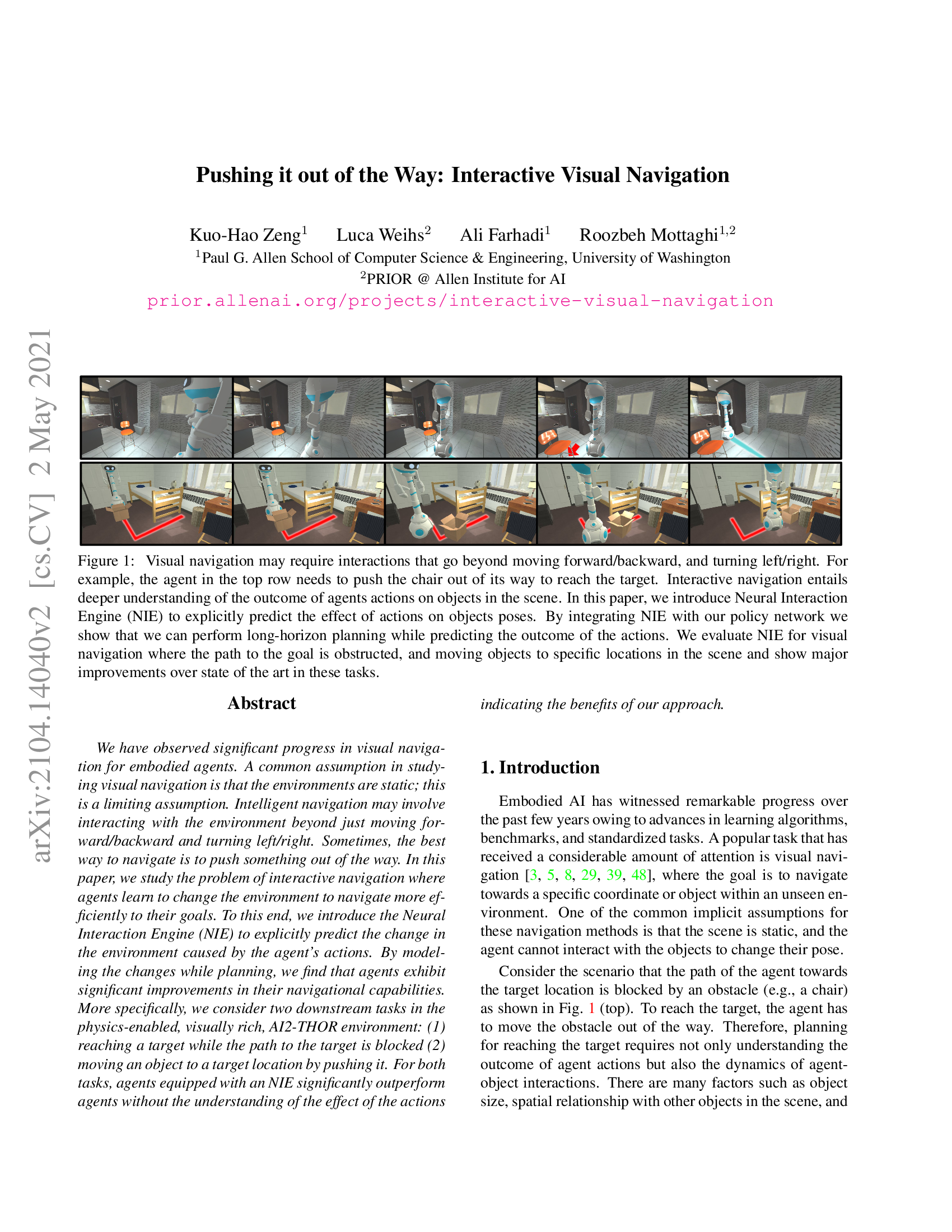 Pushing it out of the Way: Interactive Visual Navigation